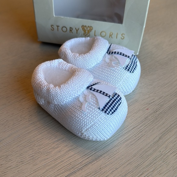 Story Loris Italy Infant Booties Shoes Blue White Sailboat 3 Months NIB - Picture 5 of 6